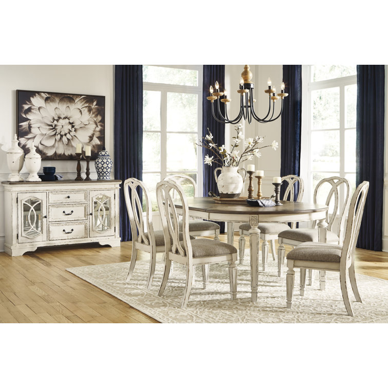 Realyn Oval Extendable Brown and White Wood Dining Table