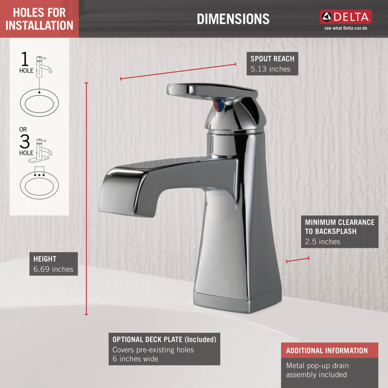 Ashlyn Chrome Single Handle Modern Bathroom Faucet