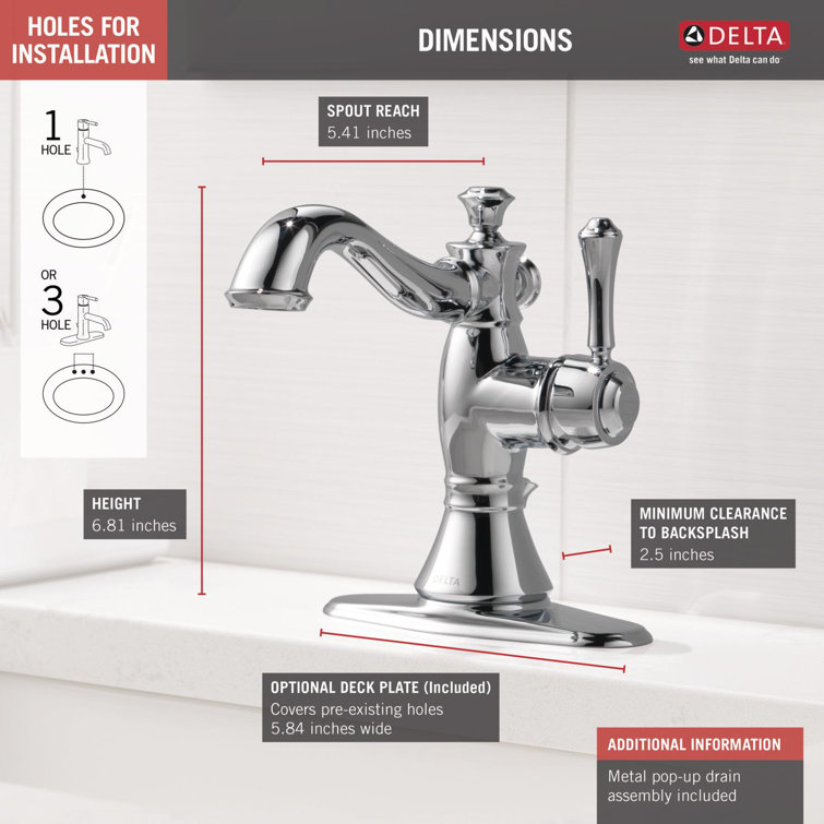 Cassidy Chrome Single Hole Bathroom Faucet with Drain Assembly