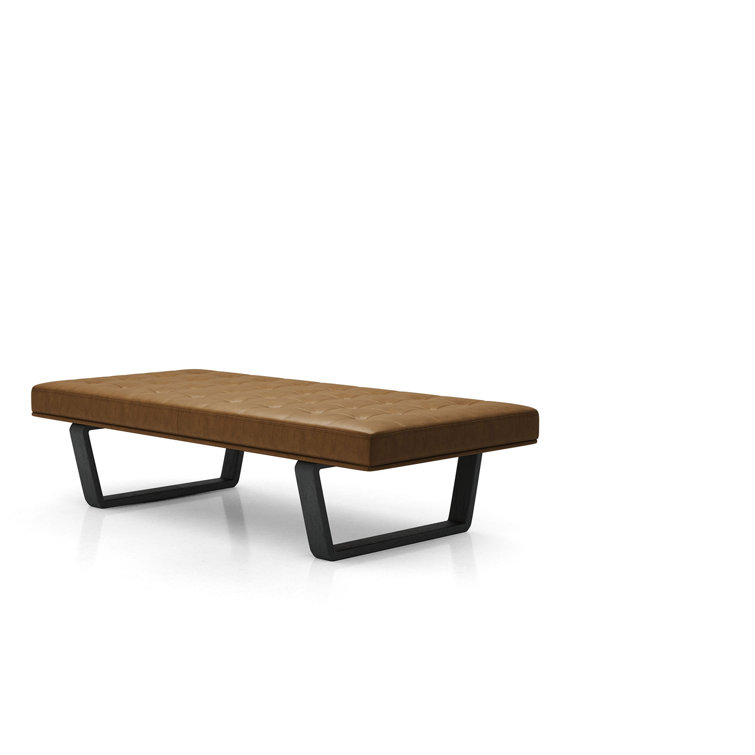 Charlton 66'' Walnut Legs Aged Caramel Leather Bench