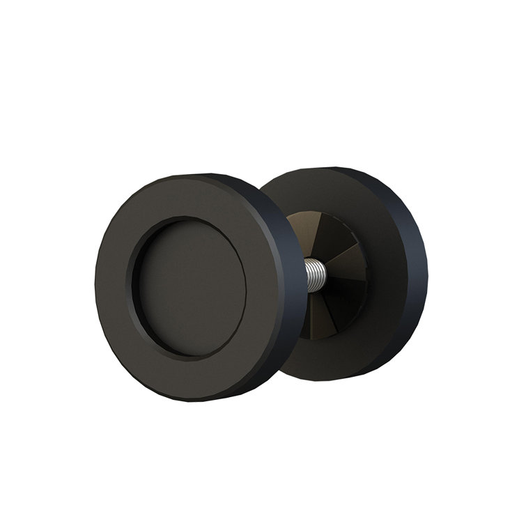 Black Dual Mount Round Cabinet Knob for Wood or Glass Doors