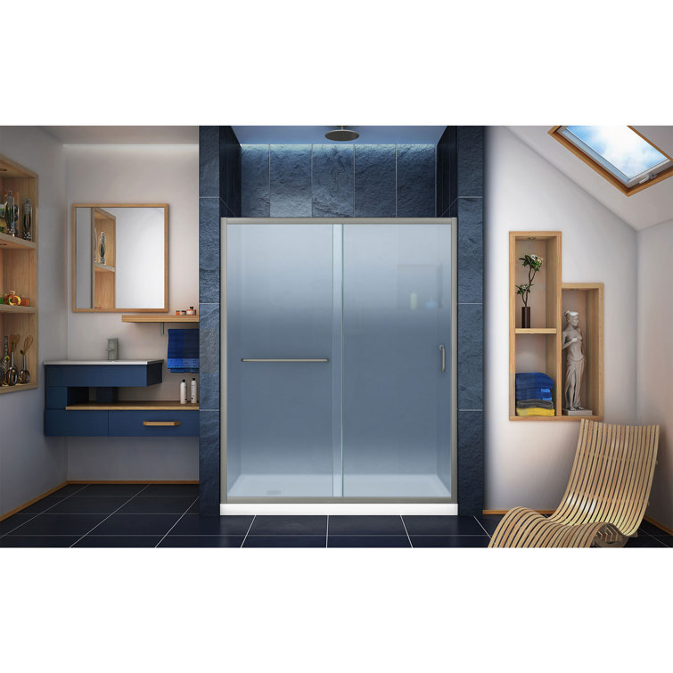 Infinity-Z 60" Satin Black Semi-Frameless Sliding Shower Kit