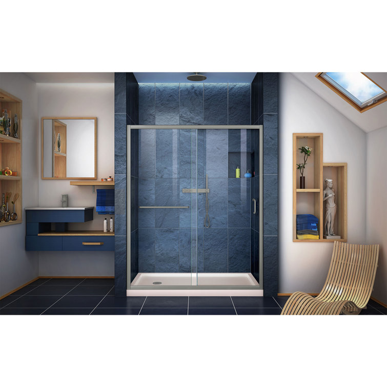 Infinity-Z 60" x 34" Brushed Nickel Frameless Sliding Shower Kit