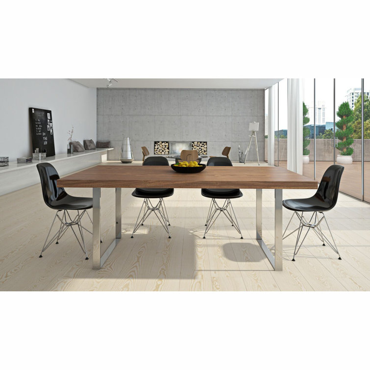 Walnut and Chrome Eight-Seater Modern Dining Table