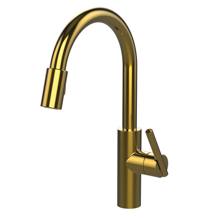 Polished Gold Single Handle Kitchen Faucet with Pull-out Spray