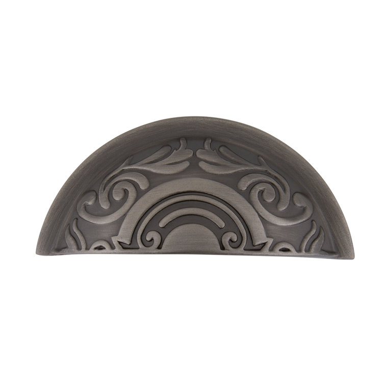 Antique Pewter 3" Victorian Scroll Cup Pull
