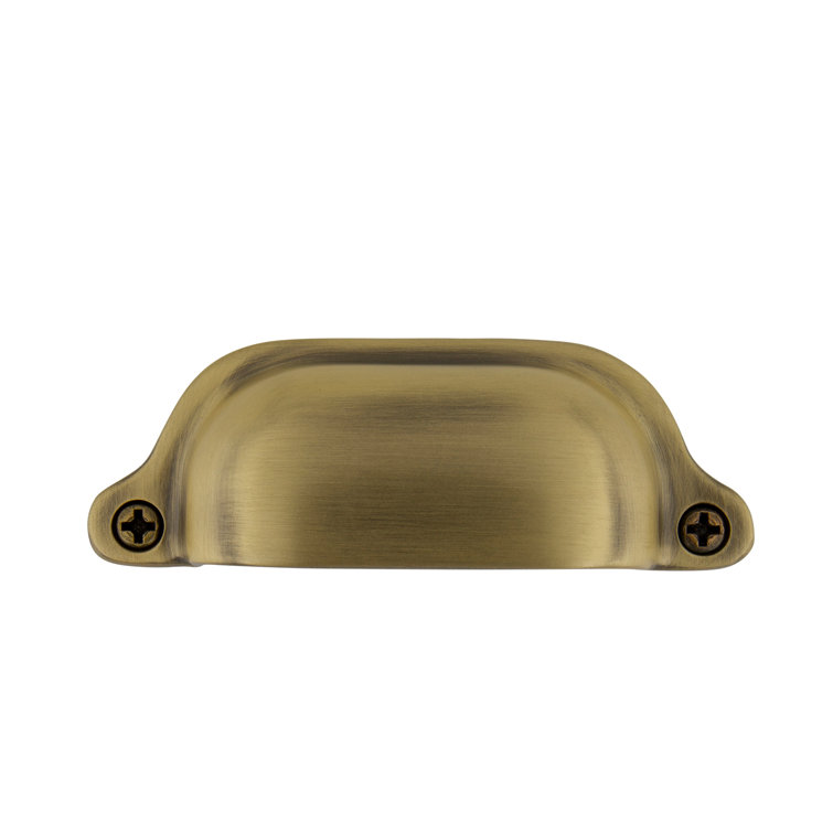 Antique Brass Farmhouse Rustic Cup Pull with Mounting Hardware