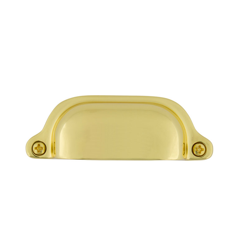 Polished Gold Brass Cup Pull with Mounting Hardware