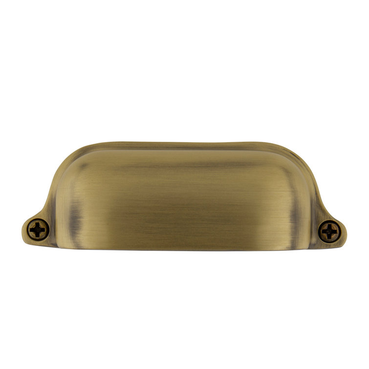 Antique Brass 3 1/2" Rustic Farmhouse Cup Pull