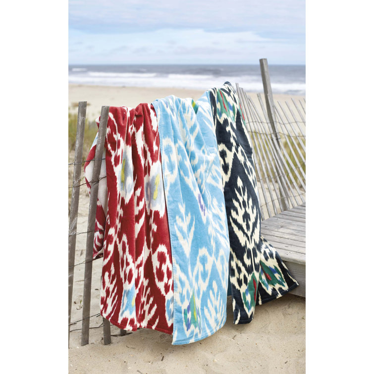 Colorful Ikat Print Cotton Beach Towel 40" x 70"