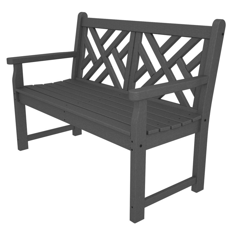 Slate Gray 47" Chippendale Outdoor Bench