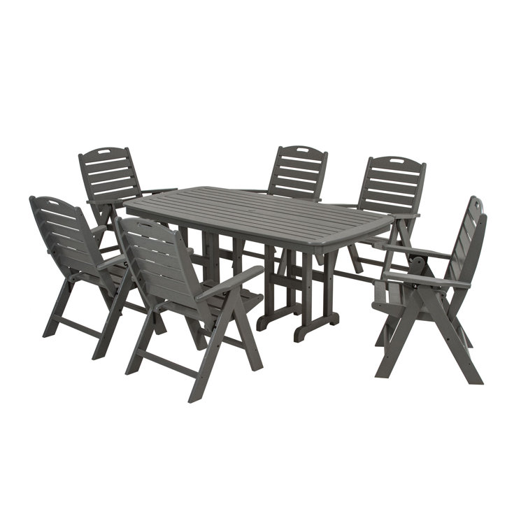 Slate Gray 6-Person Recycled Polywood Outdoor Dining Set