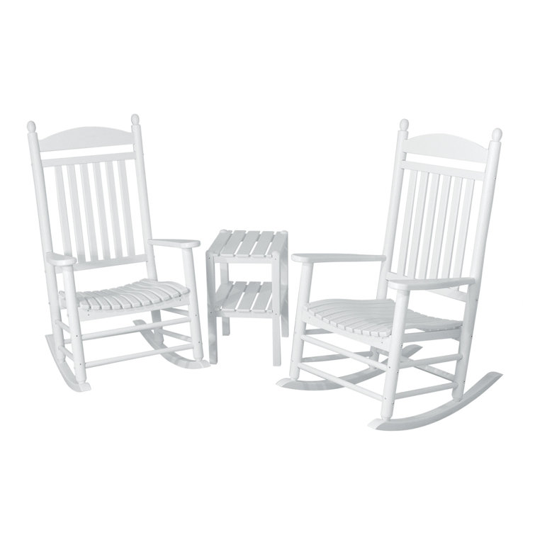 Jefferson White HDPE 3-Piece Outdoor Rocker Set