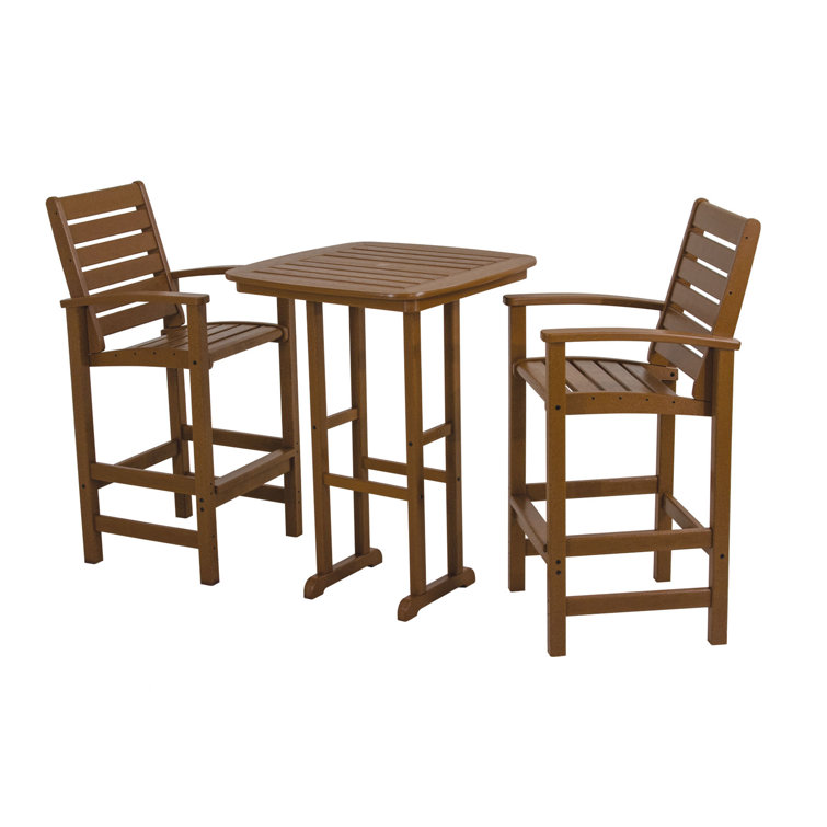 Serenity 2-Person Teak POLYWOOD Bar Set with Stainless Steel Hardware