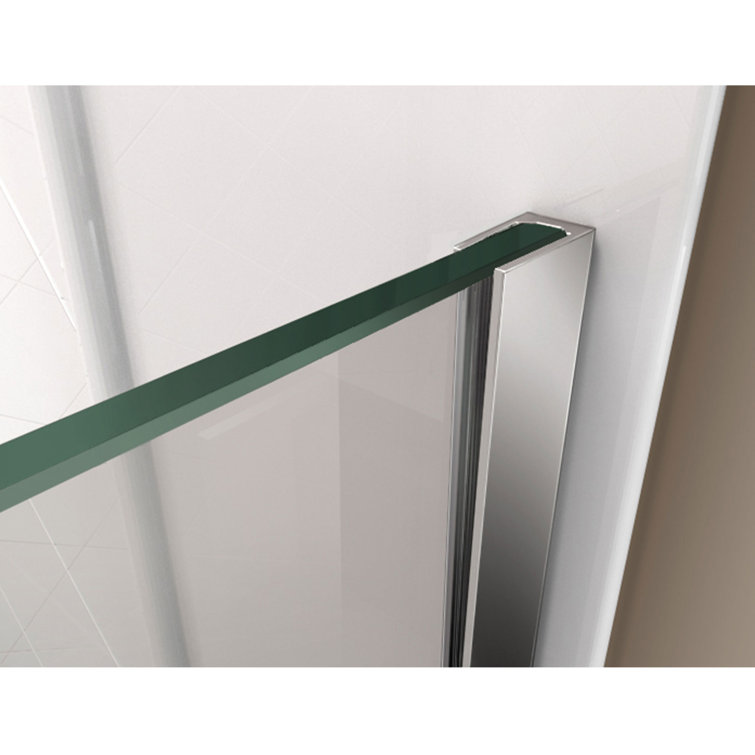 Neo-Angle Frameless Clear Glass Hinged Shower Enclosure with Black Hardware