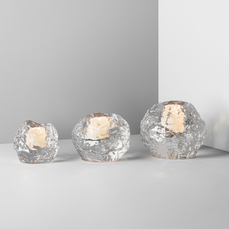 Clear Glass Winter Snowball Tabletop Votive Holder