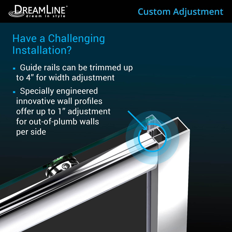 Matte Black Clear Glass Sliding Shower Kit with Left Drain