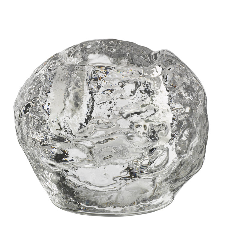 Clear Glass Winter Snowball Tabletop Votive Holder
