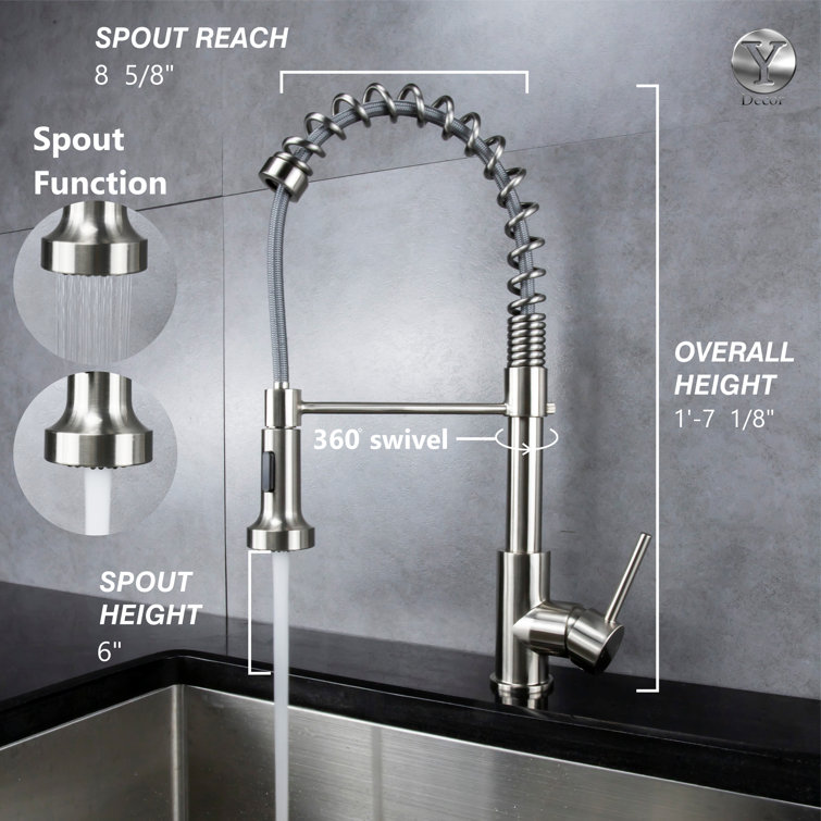 Brushed Nickel Pull-Down Kitchen Faucet with Spray