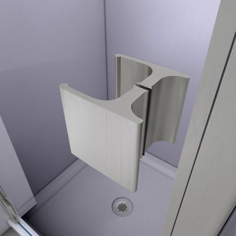 Lumen 42" x 74.75" Brushed Nickel Hinged Shower Enclosure with White Base