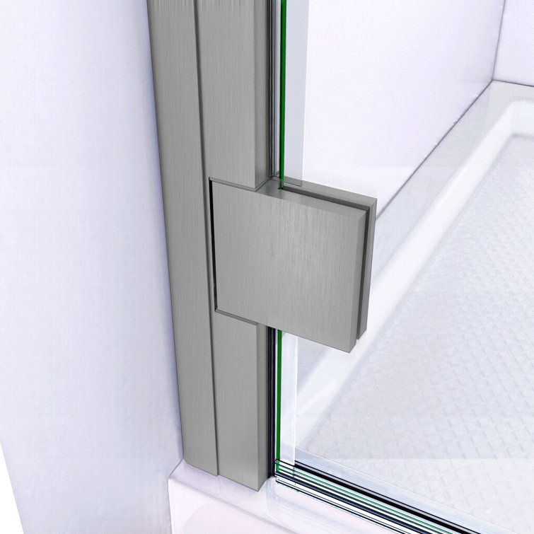 Lumen 42" x 74.75" Brushed Nickel Hinged Shower Enclosure with White Base
