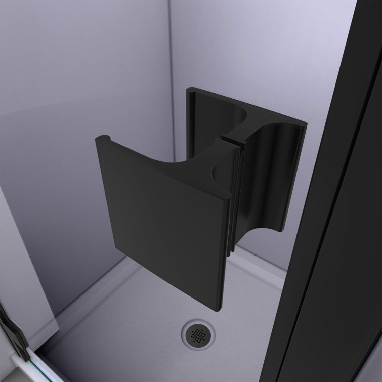 Satin Black Semi-Frameless Hinged Shower Door, 34-35" W x 72" H