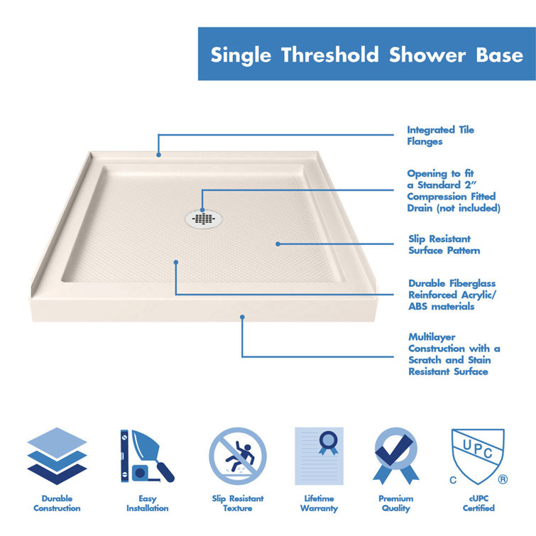 Lumen 36" Chrome and Biscuit Semi-Frameless Shower Kit