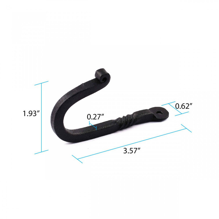 Black Wrought Iron 3.5" Wall Mount Single Hook