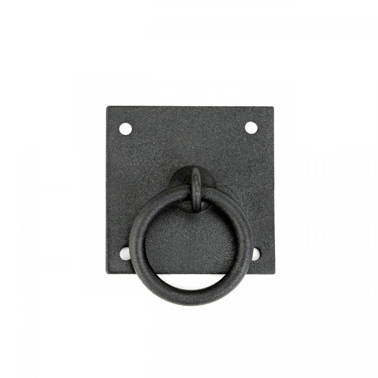 Rustic Black Iron Cabinet Ring Pulls with Mounting Hardware