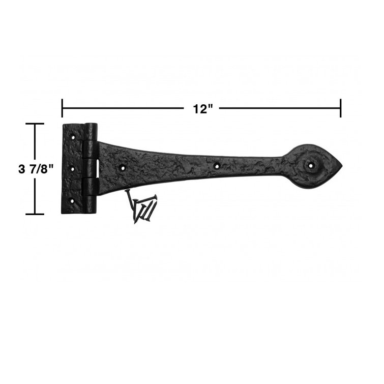 Black Wrought Iron Spade Strap Hinges for Gates
