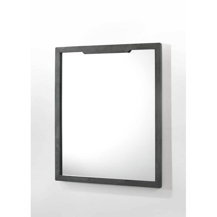 Gray Wash Rectangular Rubberwood Wall Mirror