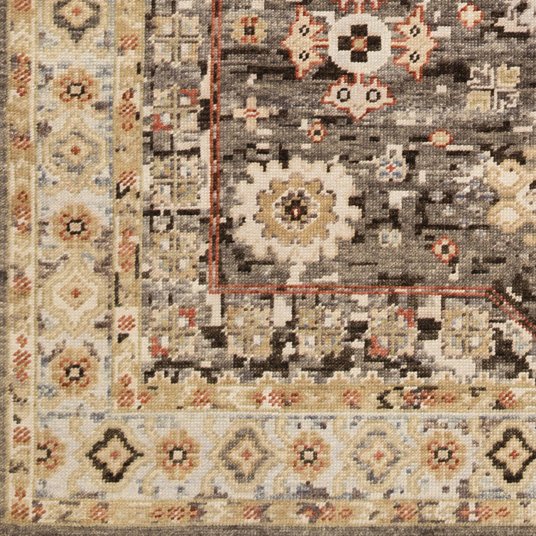 Small Multicolor Hand-Knotted Wool Floral Accent Rug