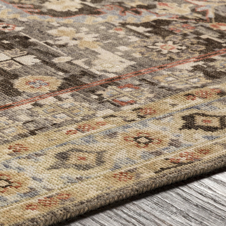 Small Multicolor Hand-Knotted Wool Floral Accent Rug