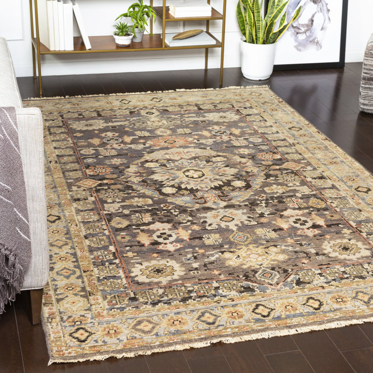 Small Multicolor Hand-Knotted Wool Floral Accent Rug