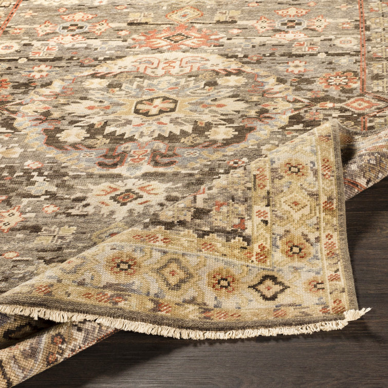 Small Multicolor Hand-Knotted Wool Floral Accent Rug