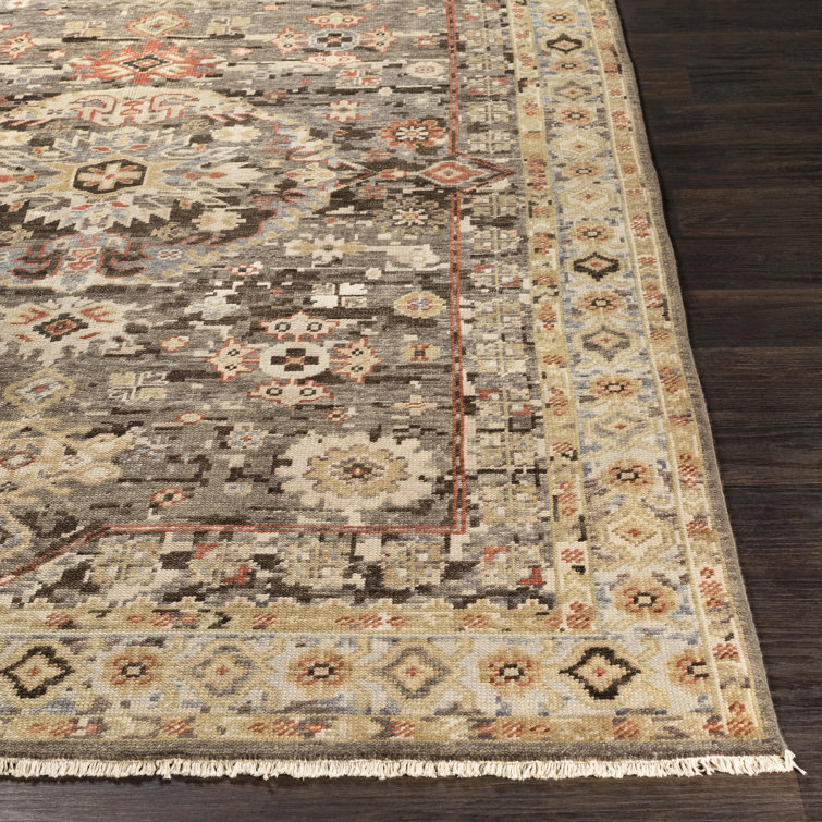 Small Multicolor Hand-Knotted Wool Floral Accent Rug