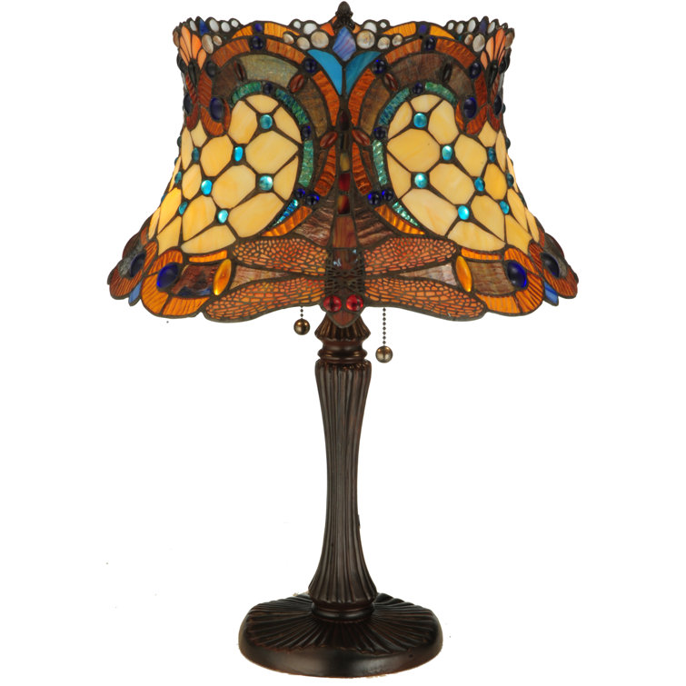 22.5" Multicolor Stained Glass Bronze Table Lamp