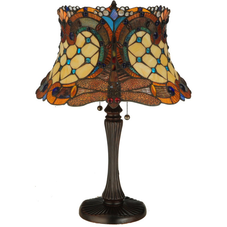 22.5" Multicolor Stained Glass Bronze Table Lamp