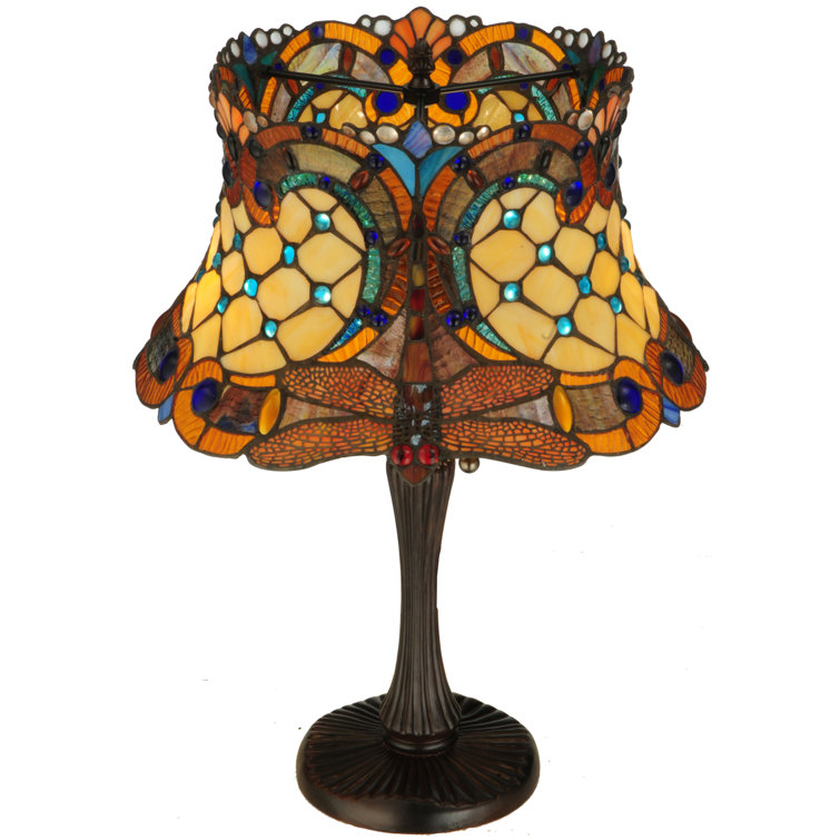 22.5" Multicolor Stained Glass Bronze Table Lamp