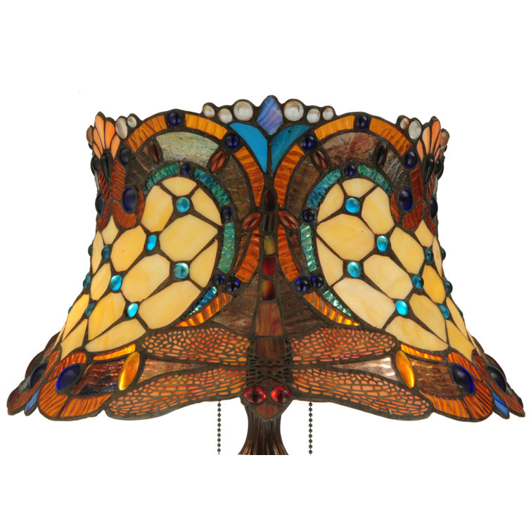 22.5" Multicolor Stained Glass Bronze Table Lamp