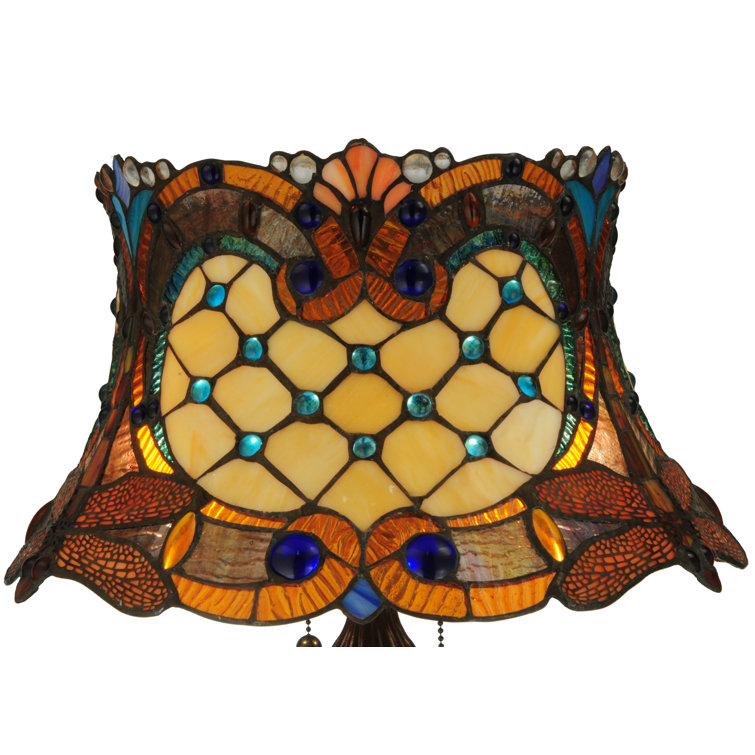 22.5" Multicolor Stained Glass Bronze Table Lamp
