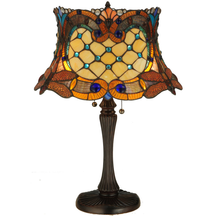 22.5" Multicolor Stained Glass Bronze Table Lamp