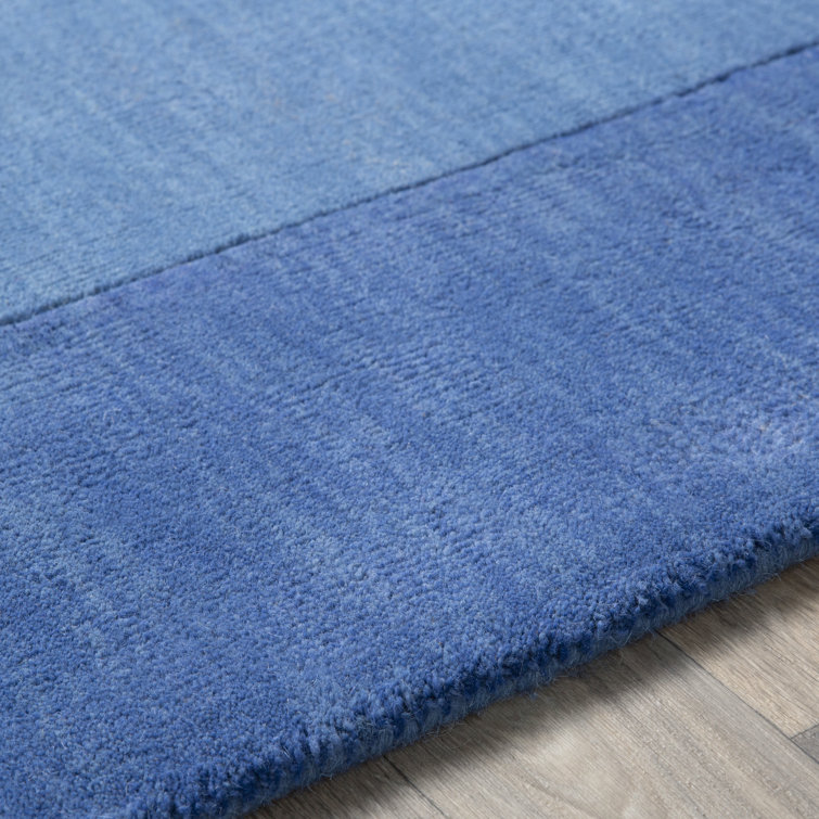 Mystique Geometric Hand-Knotted Wool Rug in Dark Blue, 2' x 3'