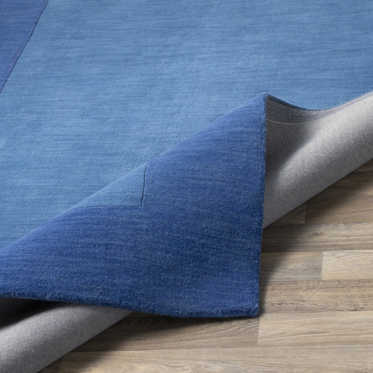 Mystique Geometric Hand-Knotted Wool Rug in Dark Blue, 2' x 3'