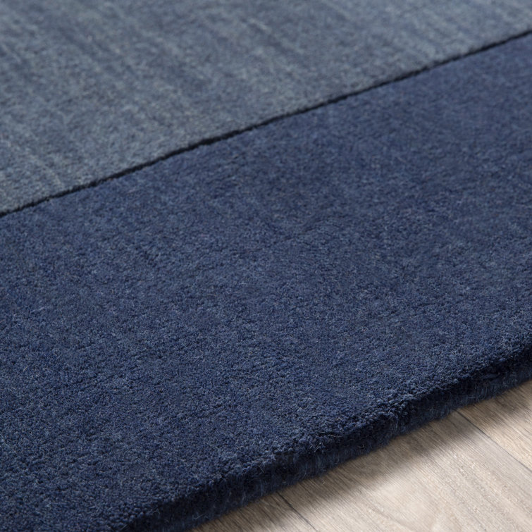 Hand-Knotted Blue Wool Geometric Square Rug 9'9"
