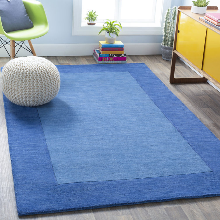 Mystique Geometric Hand-Knotted Wool Rug in Dark Blue, 2' x 3'