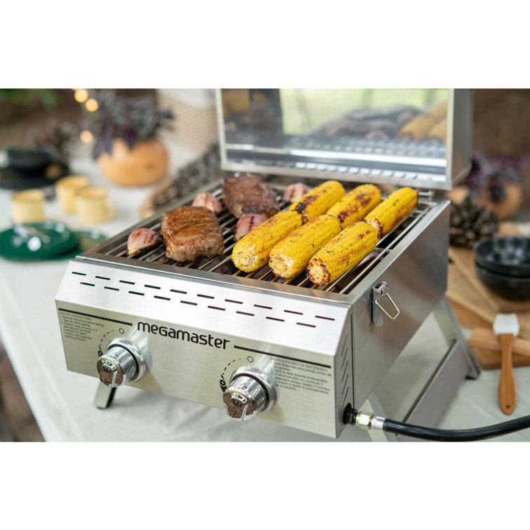 Megamaster Stainless Steel 2-Burner Portable Propane Gas Grill