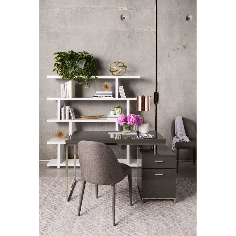 Annora Mid-Century Modern Wide White Bookcase