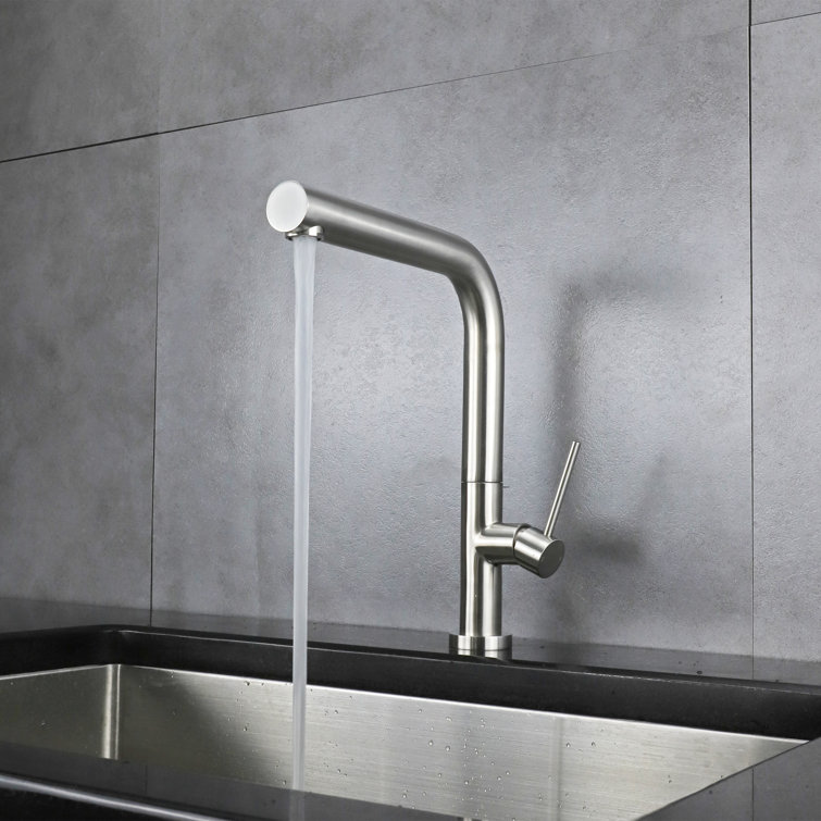 Brushed Nickel Single Handle Modern Kitchen Faucet