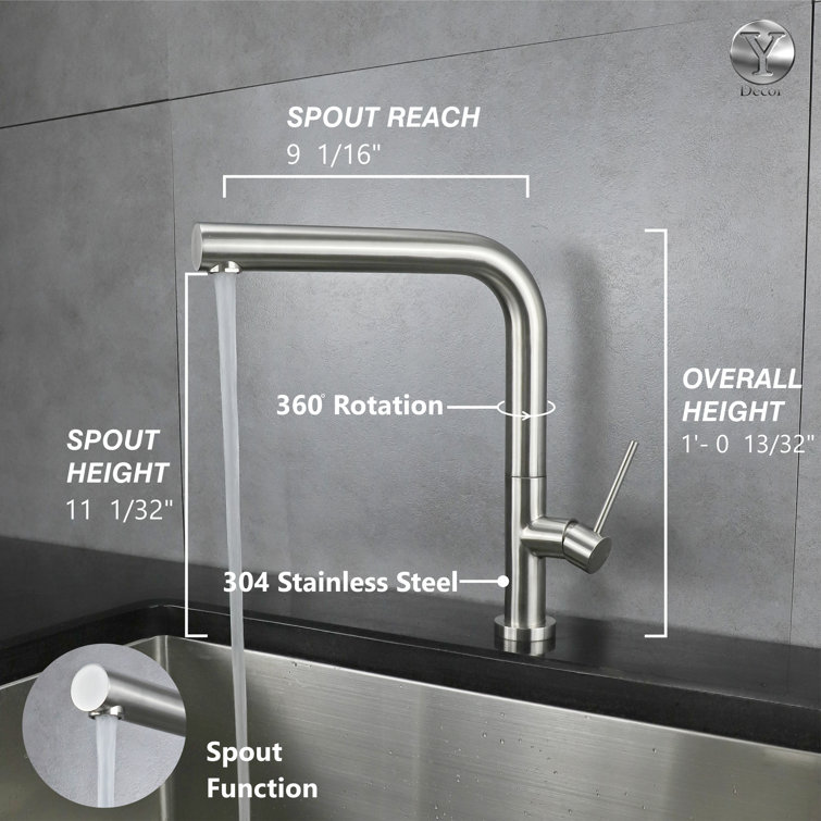 Brushed Nickel Single Handle Modern Kitchen Faucet